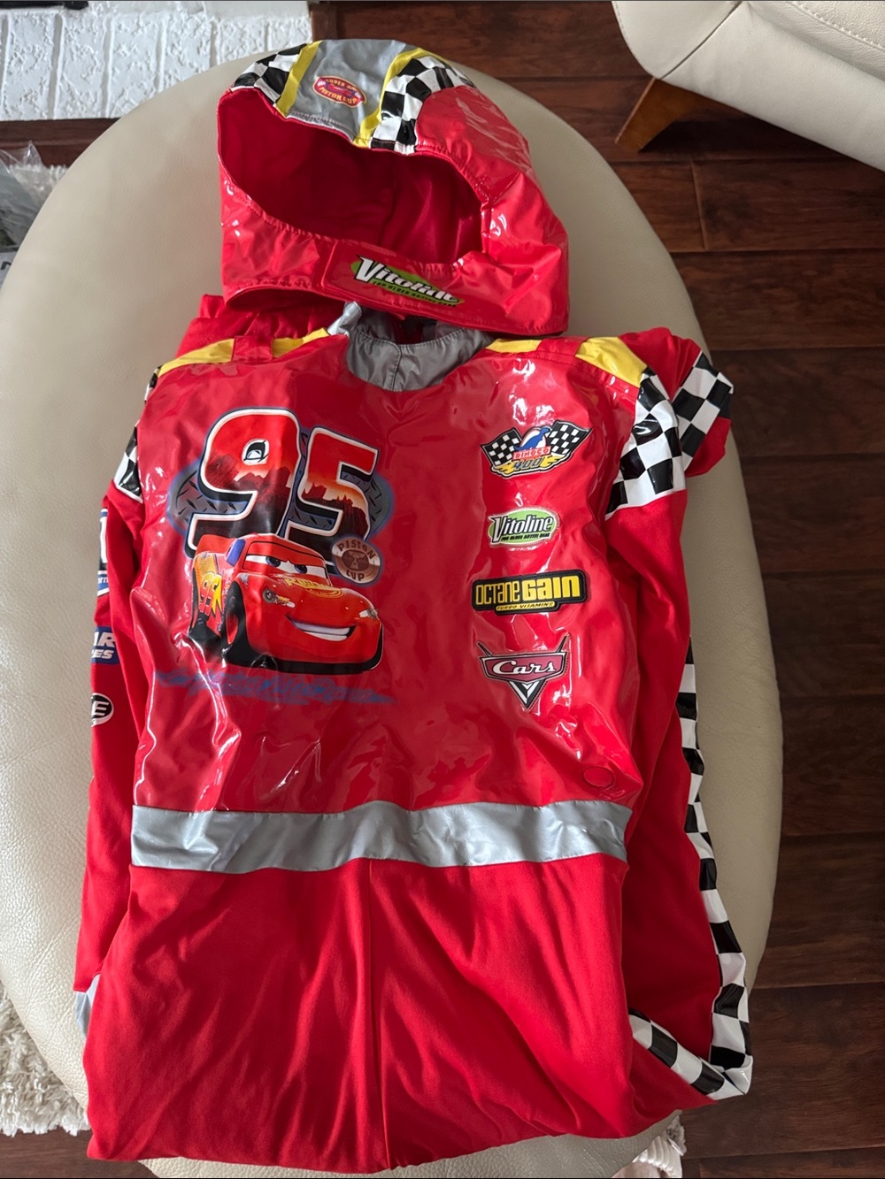 Disney Cars Red Lightning McQueen Costume with Checkered Accents